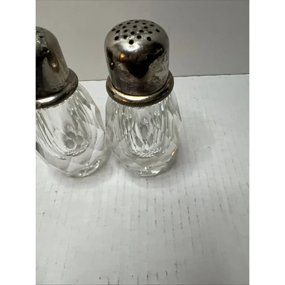 Vintage post House Silverplate Crystal Pepper Mill And Salt Shaker Set